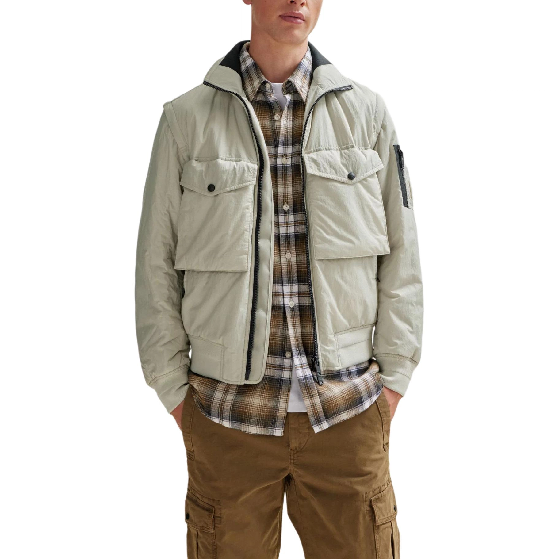 HUGO BOSS Water-Repellent Bomber Jacket With Detachable Sleeves