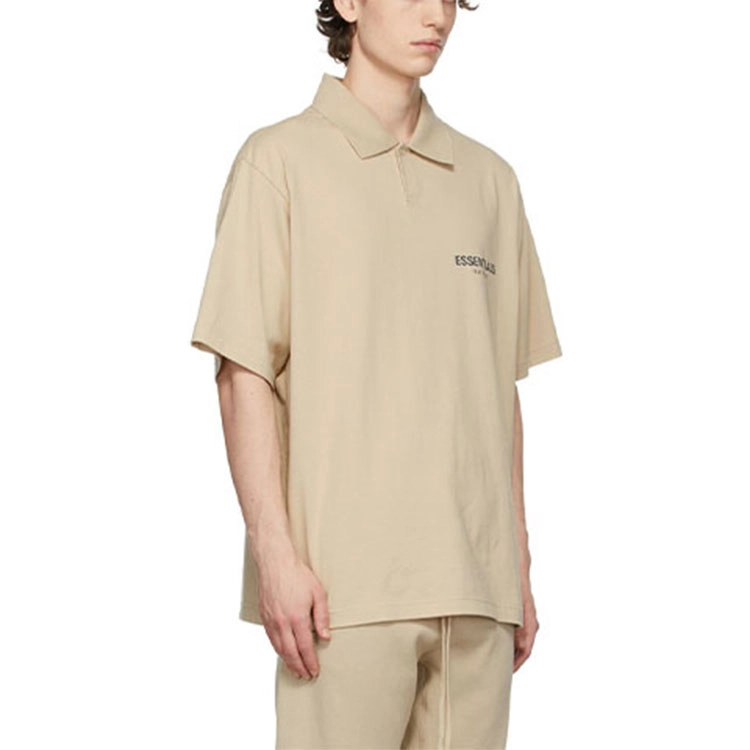 Fear of God Essentials FW21 SSENSE Exclusive Jersey Polo BeigeLinen LogoPolo