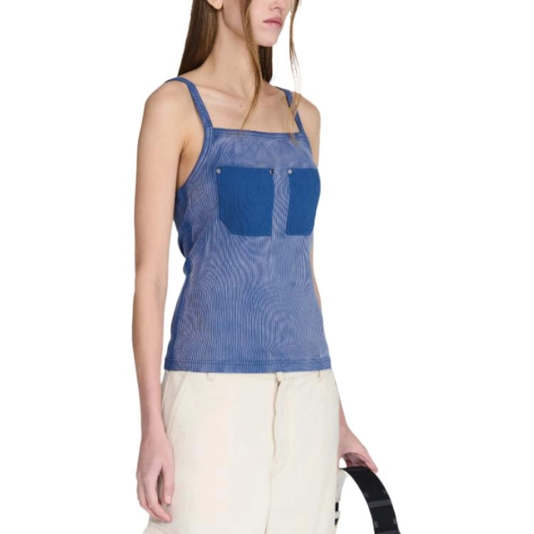 DION LEE SS24 RIVET POCKET TANK WASHED AMERICAN BLUE