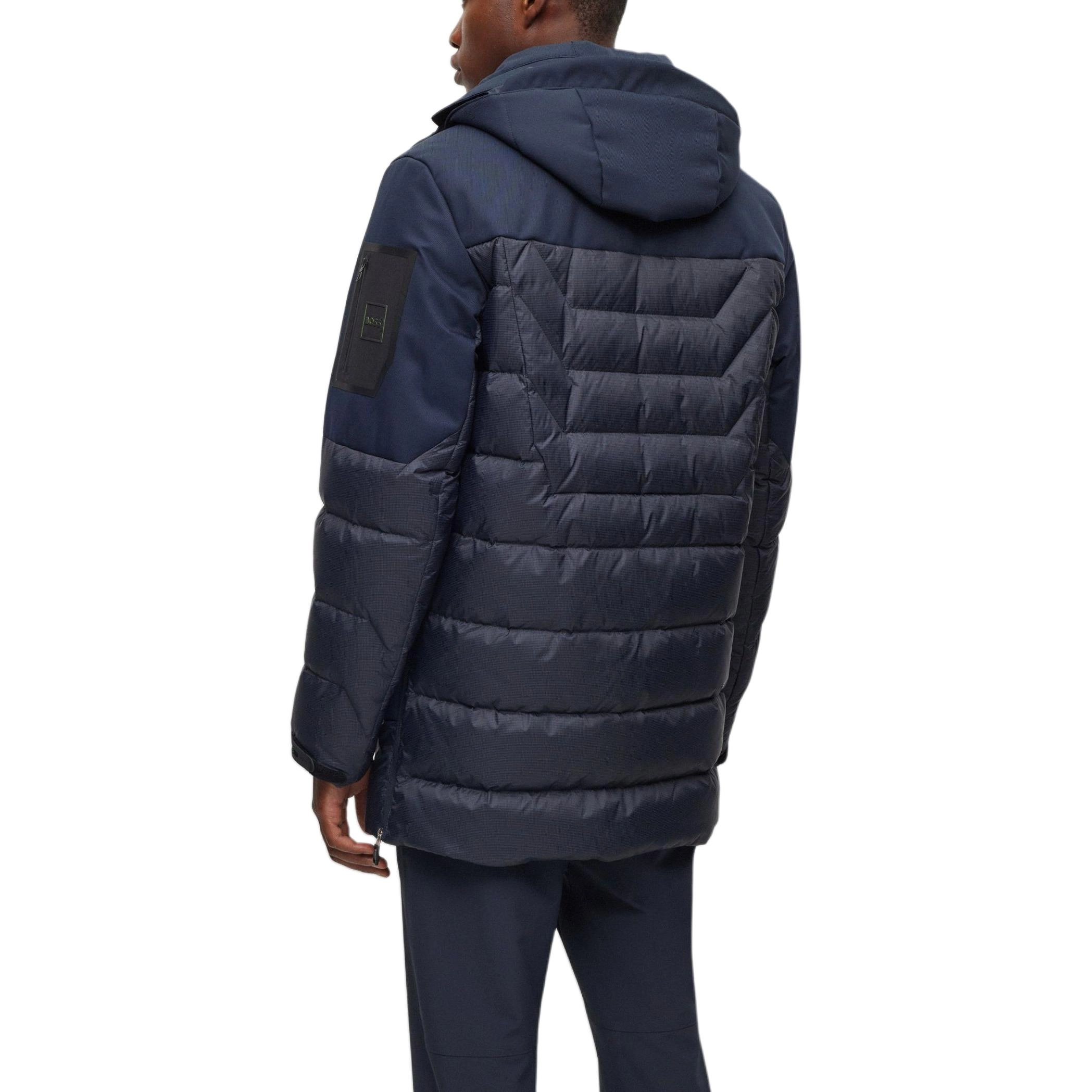 HUGO BOSS Mixed-Material Down Jacket With Detachable Hood