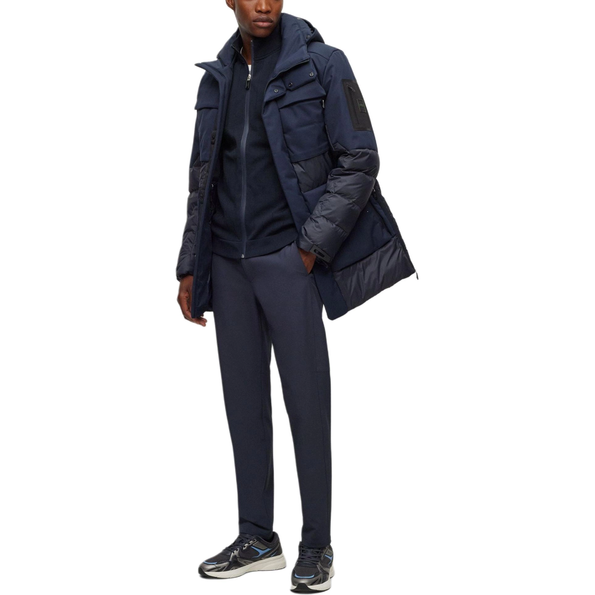 HUGO BOSS Mixed-Material Down Jacket With Detachable Hood