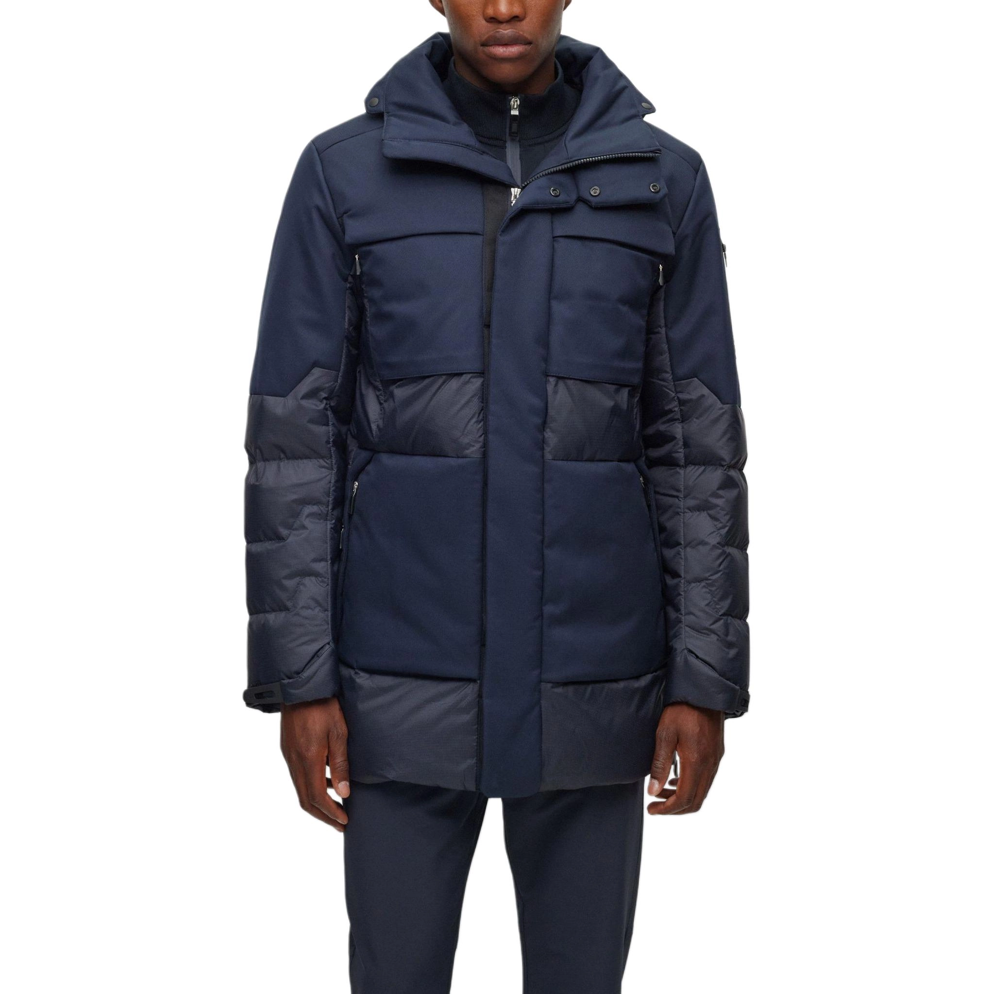 HUGO BOSS Mixed-Material Down Jacket With Detachable Hood