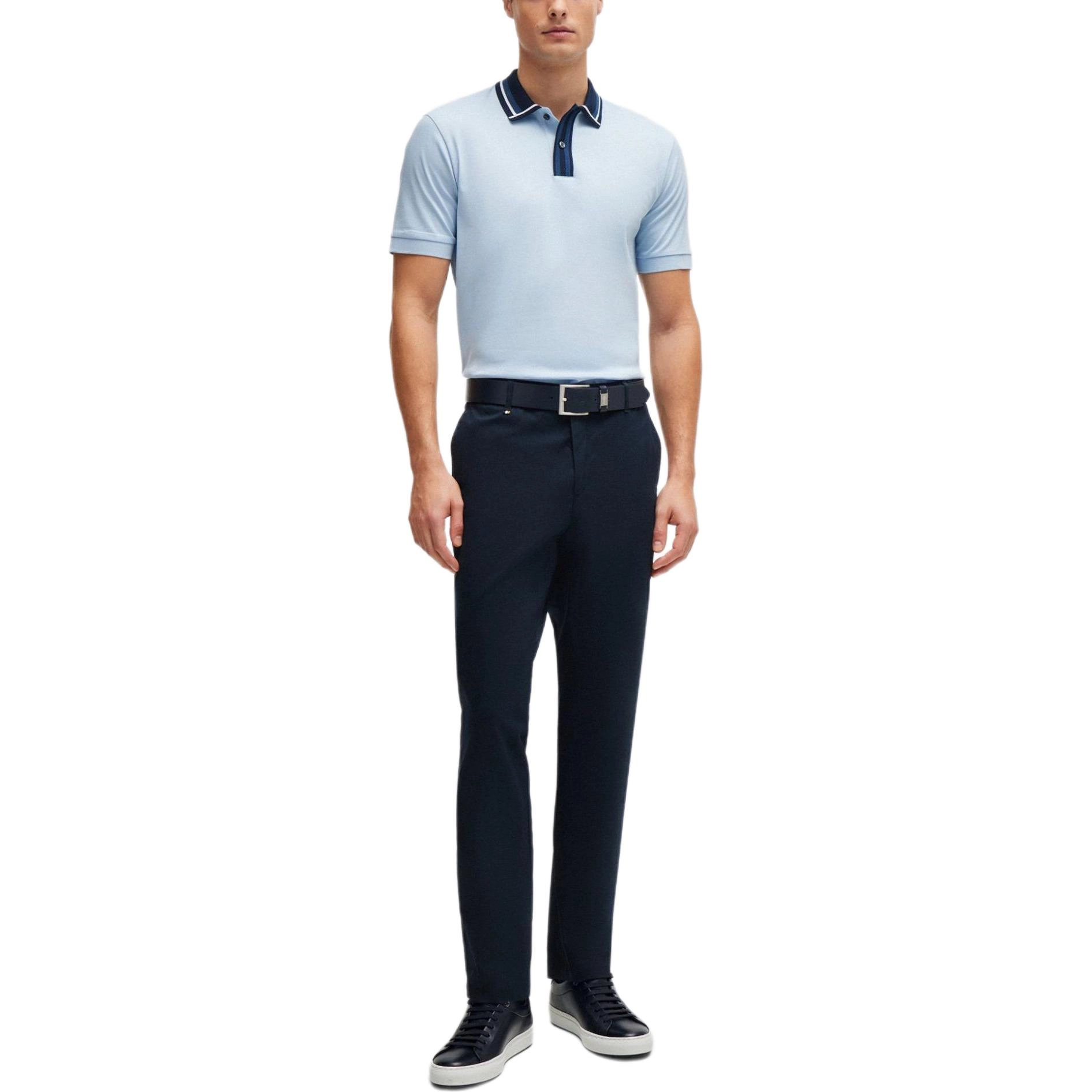 HUGO BOSS Mercerised-Cotton Slim-Fit Polo Shirt With Contrast Stripes Polo