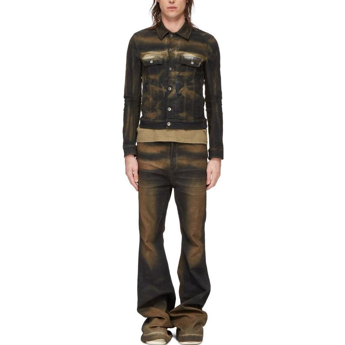 Rick Owens DRKSHDW FW23 Luxor Trucker Jkt In Mud Washed Stretch Denim