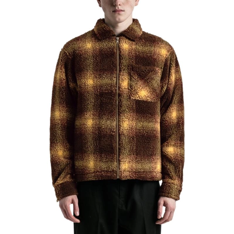 Stussy SS22 Shadow Plaid Sherpa Zip Shirt