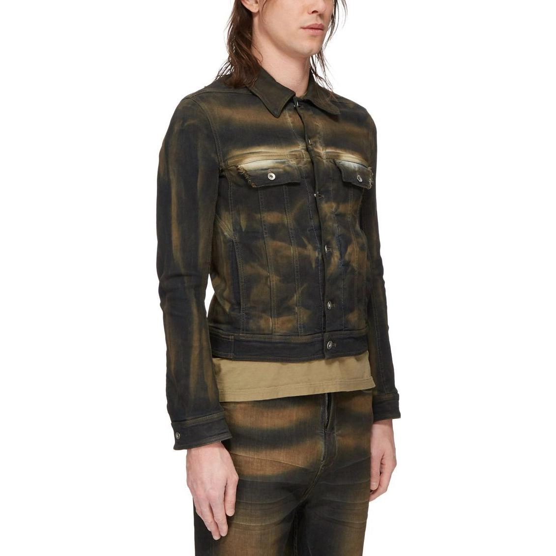 Rick Owens DRKSHDW FW23 Luxor Trucker Jkt In Mud Washed Stretch Denim