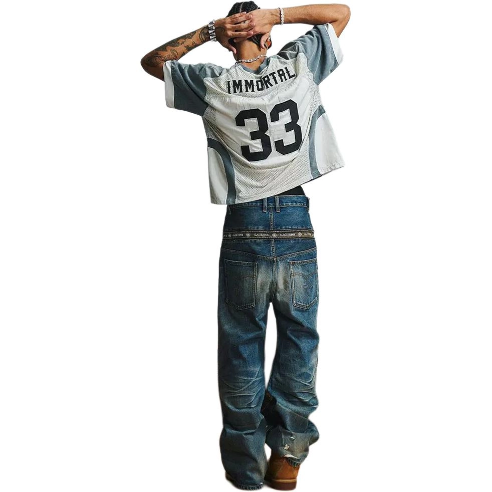 GLACIERBOY ZIPPER WASHED BAGGY JEANS