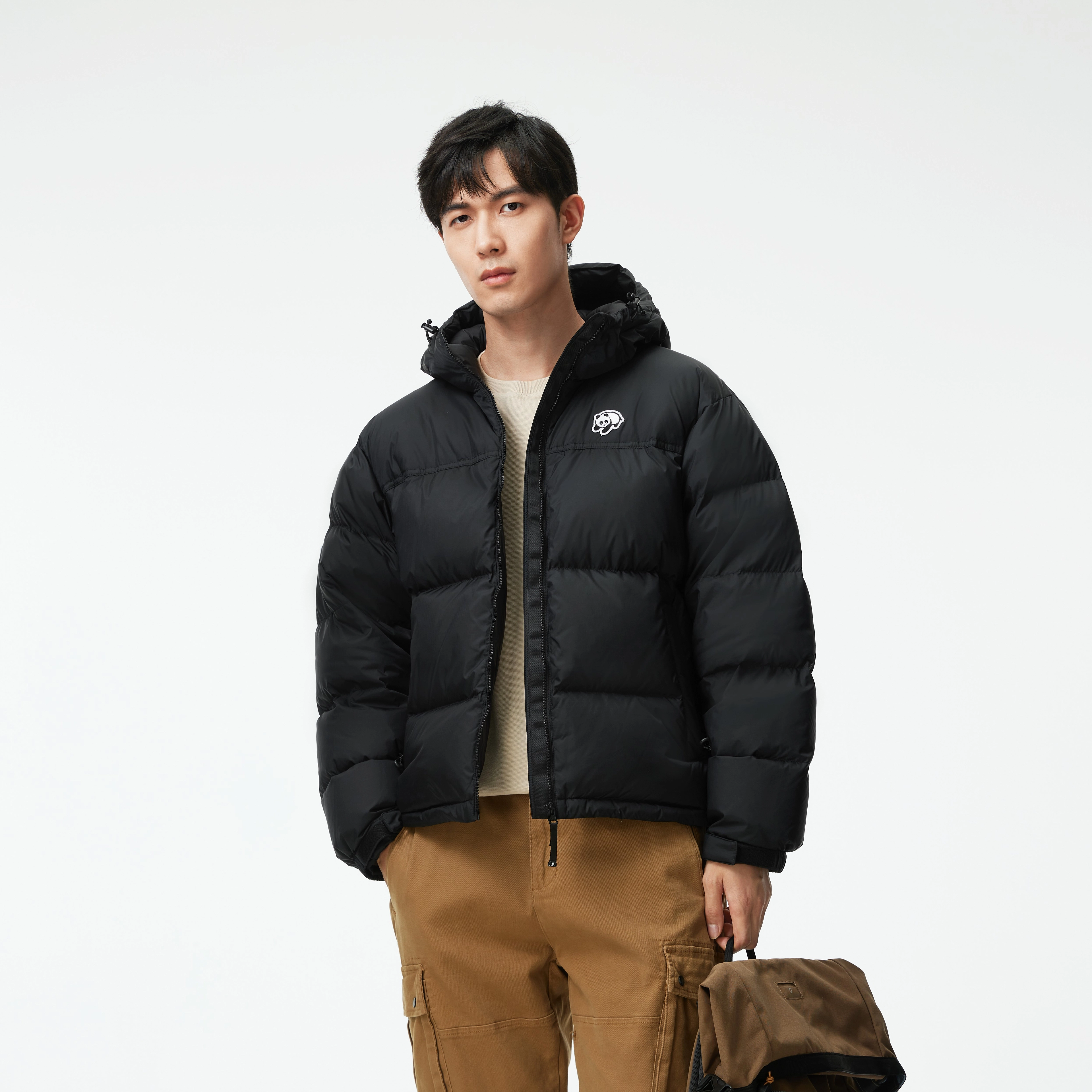 熊猫 时尚休闲防风防泼水保暖抗寒外套面包羽绒服 男女同款