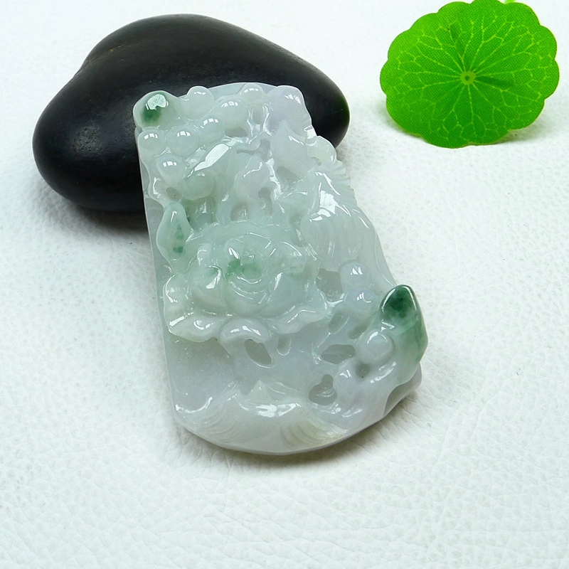 菲燕 正品花开富贵挂件 糯种 翡翠吊坠 女款