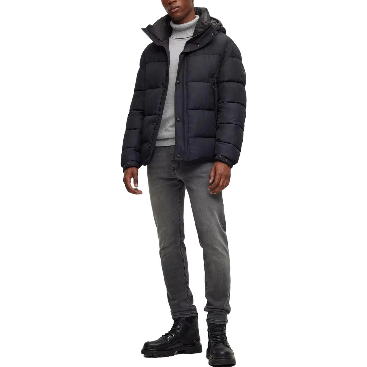 HUGO BOSS Water-Repellent Hooded Puffer Jacket With Logo Badge