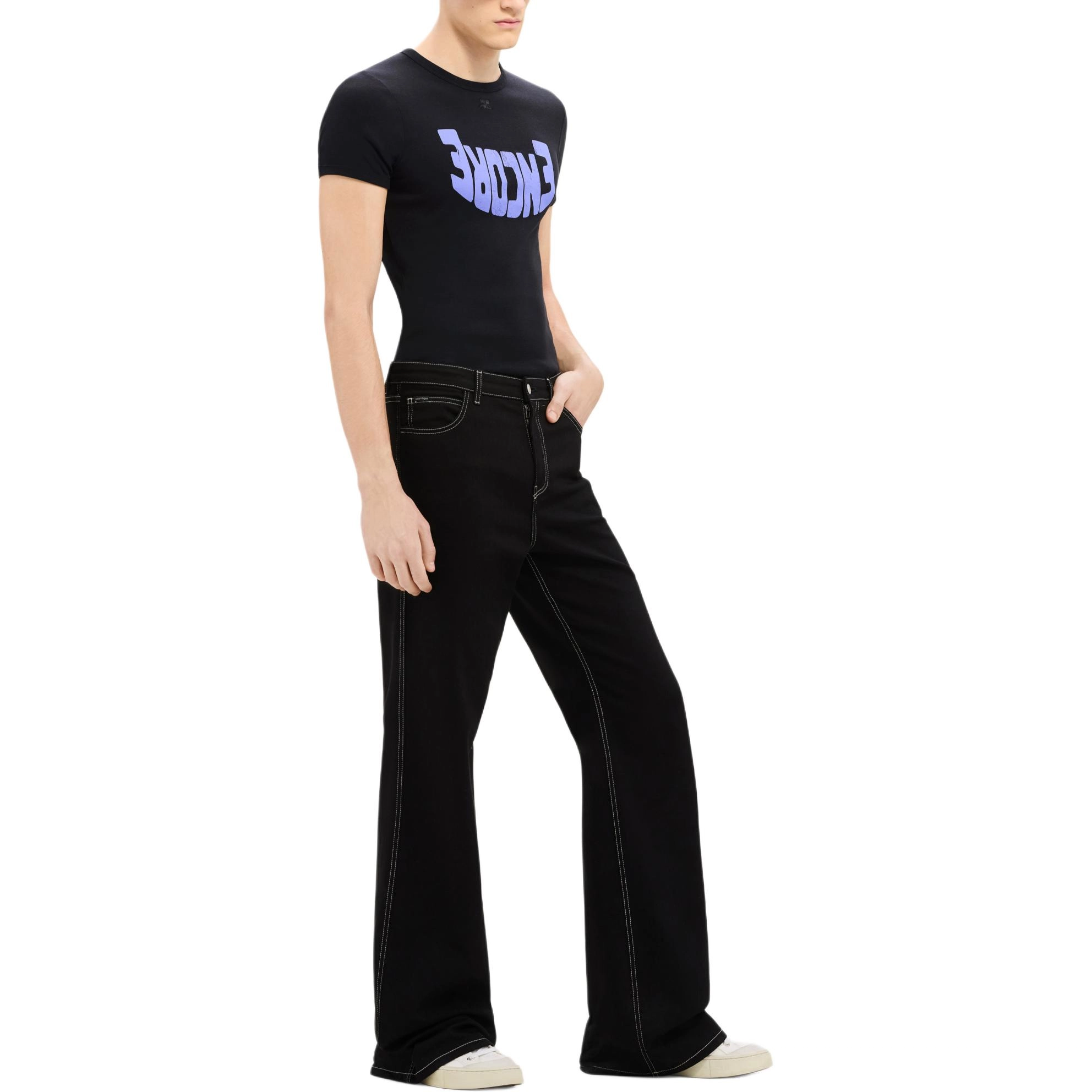 COURREGES SS24 ENCORE CONTRAST T-SHIRT T Black Purple