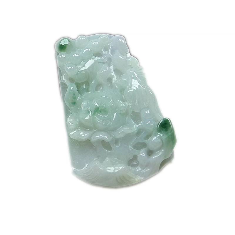 菲燕 正品花开富贵挂件 糯种 翡翠吊坠 女款