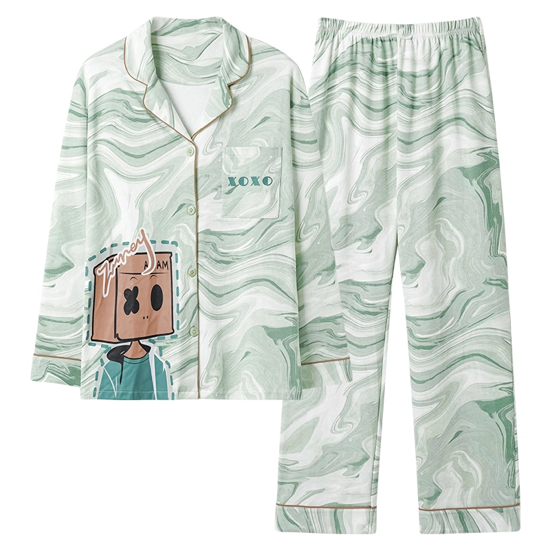 俏霓桐 卡通纯棉可爱开衫甜美休闲居家可外穿亲肤家居服睡衣套装 女款 图色