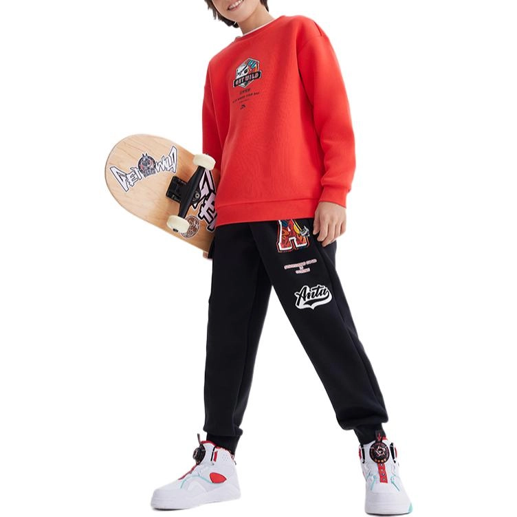安踏儿童 休闲工装松紧腰针织运动裤 儿童款 黑色