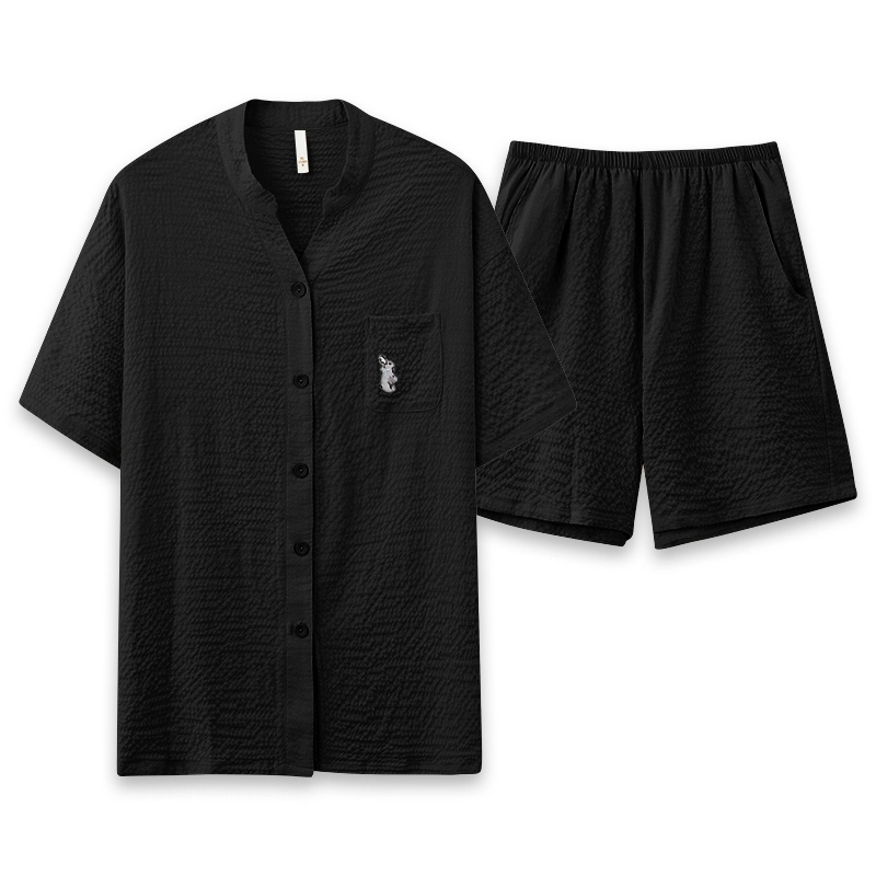 俏薇妮 俏皮兔泡泡棉短袖睡衣家居服 家居套装 黑色 女款