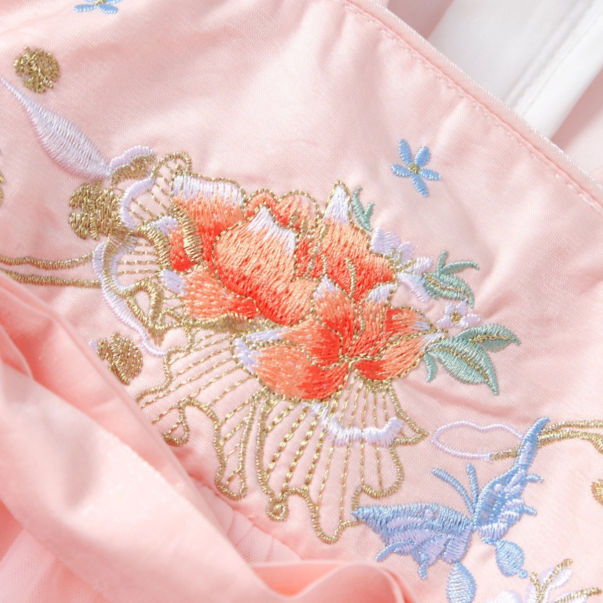 十月妈咪 童装 古风网纱长袖儿童汉服连衣裙 女童