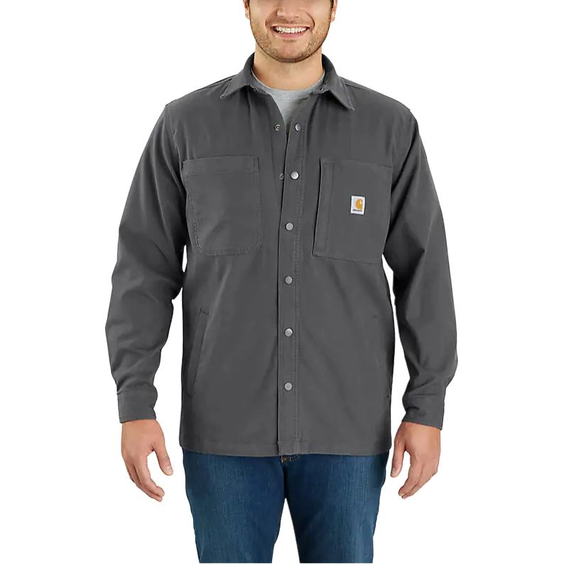 Carhartt 105532 RUGGED FLEX CANVAS FLEECE-LINED SNAP-FRONT SHIRT JAC RELAXED FIT