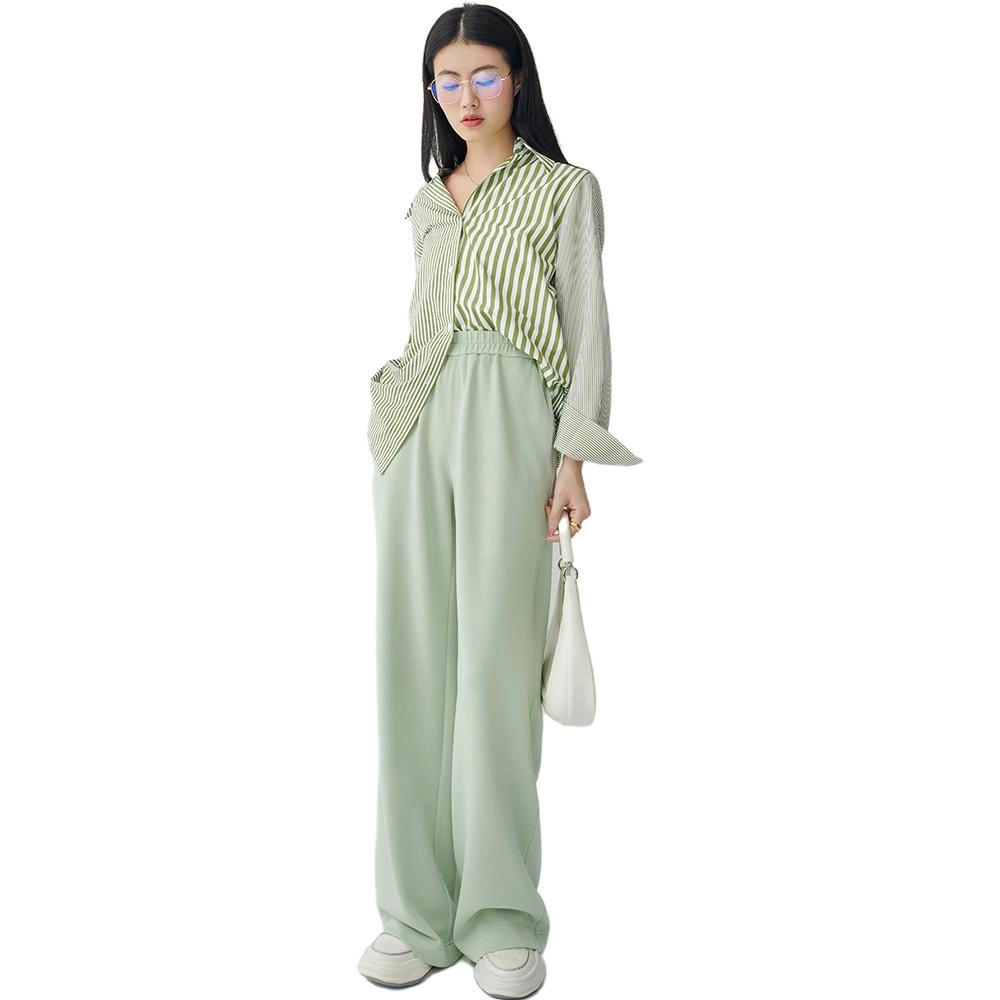美洋 纯色松紧高腰阔腿休闲裤 女款
