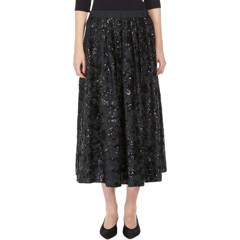 WEEKEND MaxMara Nome Wide Cotton Skirt With Sequins
