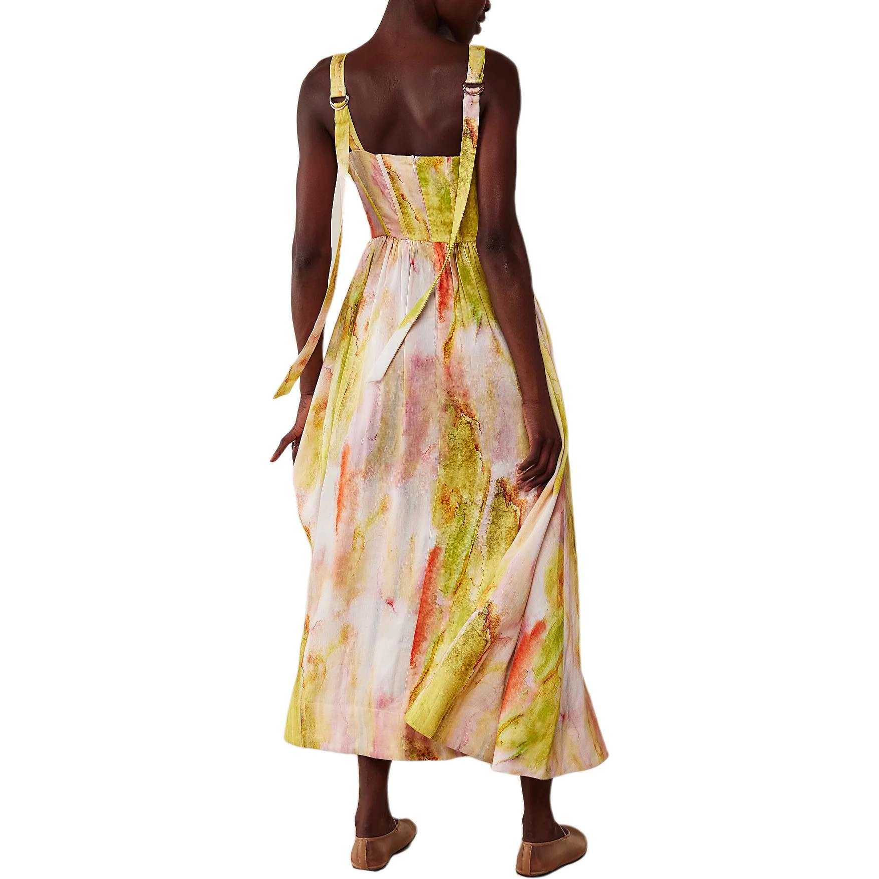 FREE PEOPLE Aureta Showstopper Midi Dress Sunrise Dream