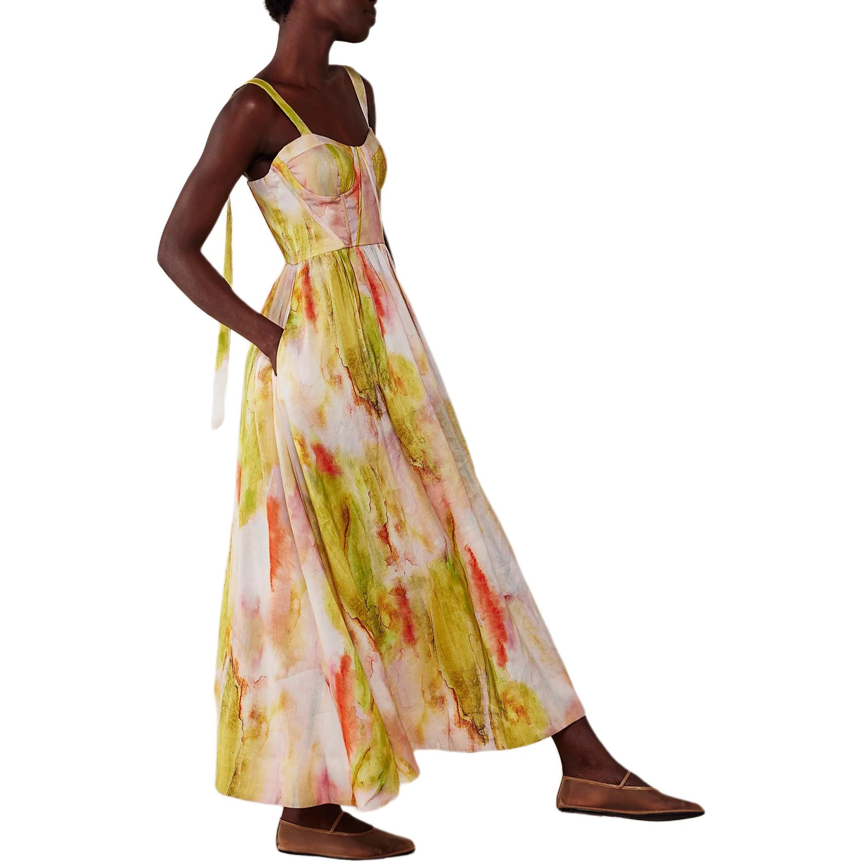 FREE PEOPLE Aureta Showstopper Midi Dress Sunrise Dream