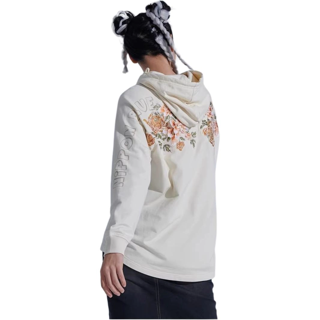 鬼洗 连帽抽绳印花刺绣卫衣 女款 白色