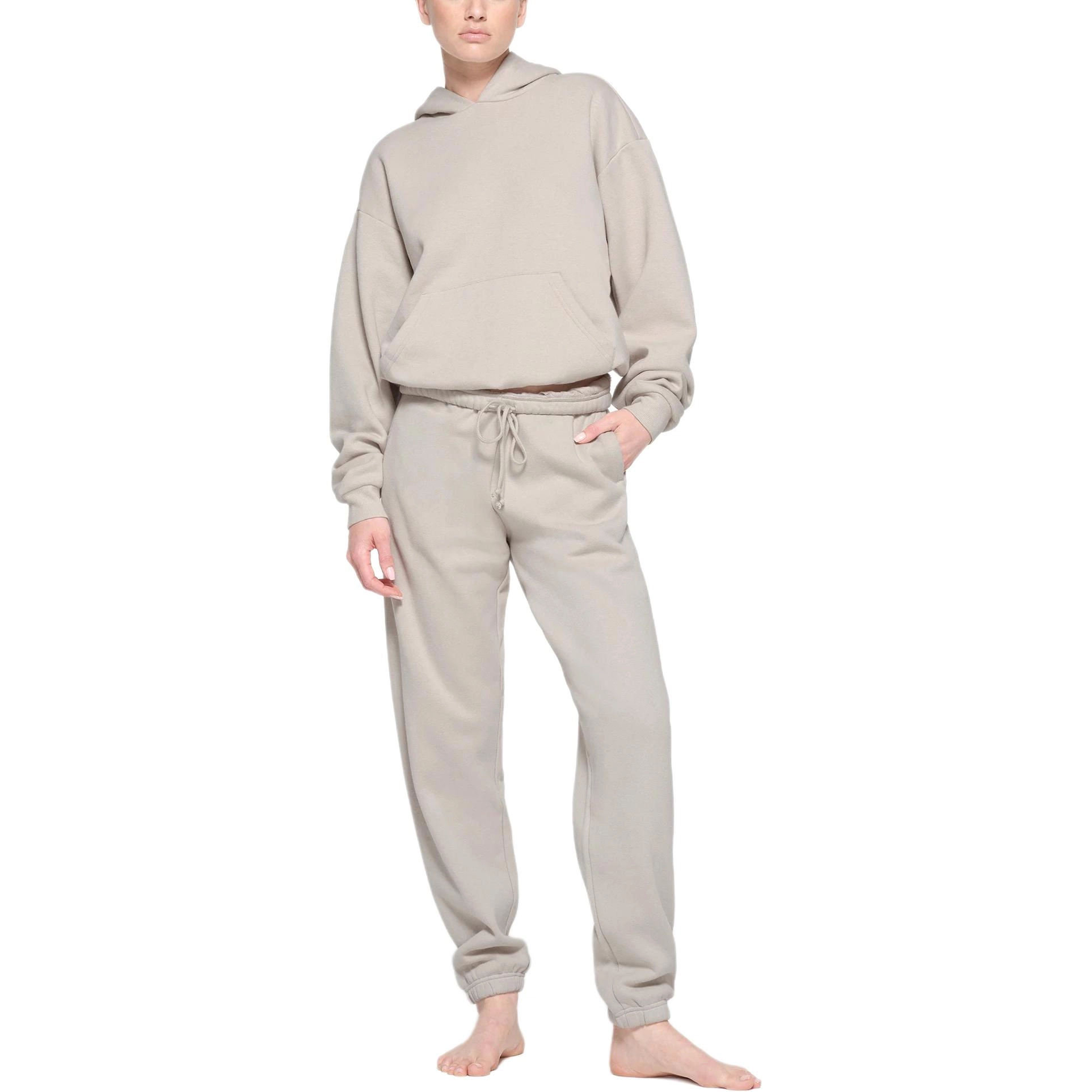 SKIMS COTTON FLEECE CLASSIC HOODIE STONE