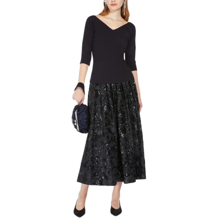 WEEKEND MaxMara Nome Wide Cotton Skirt With Sequins