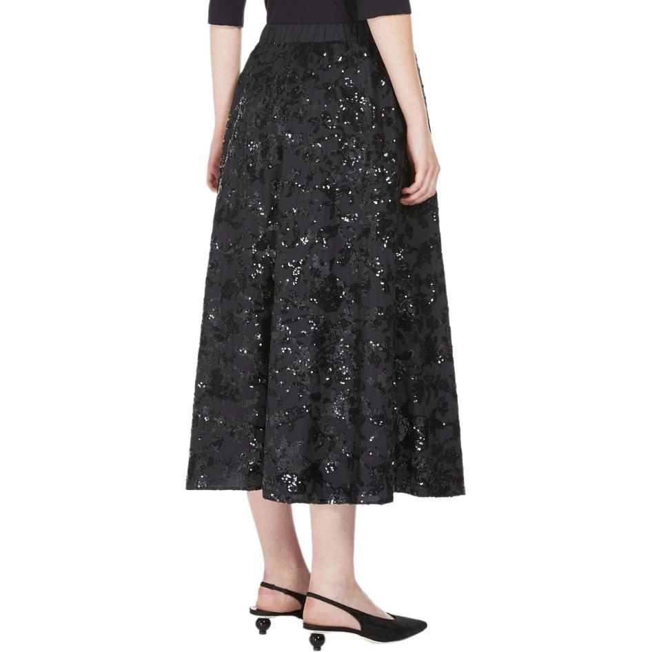 WEEKEND MaxMara Nome Wide Cotton Skirt With Sequins