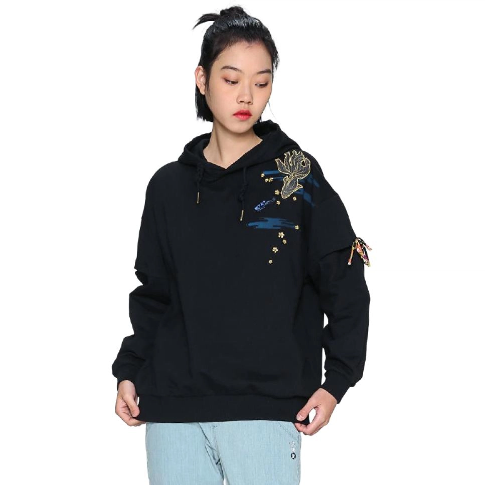 鬼洗 连帽套头简约长袖卫衣 女款