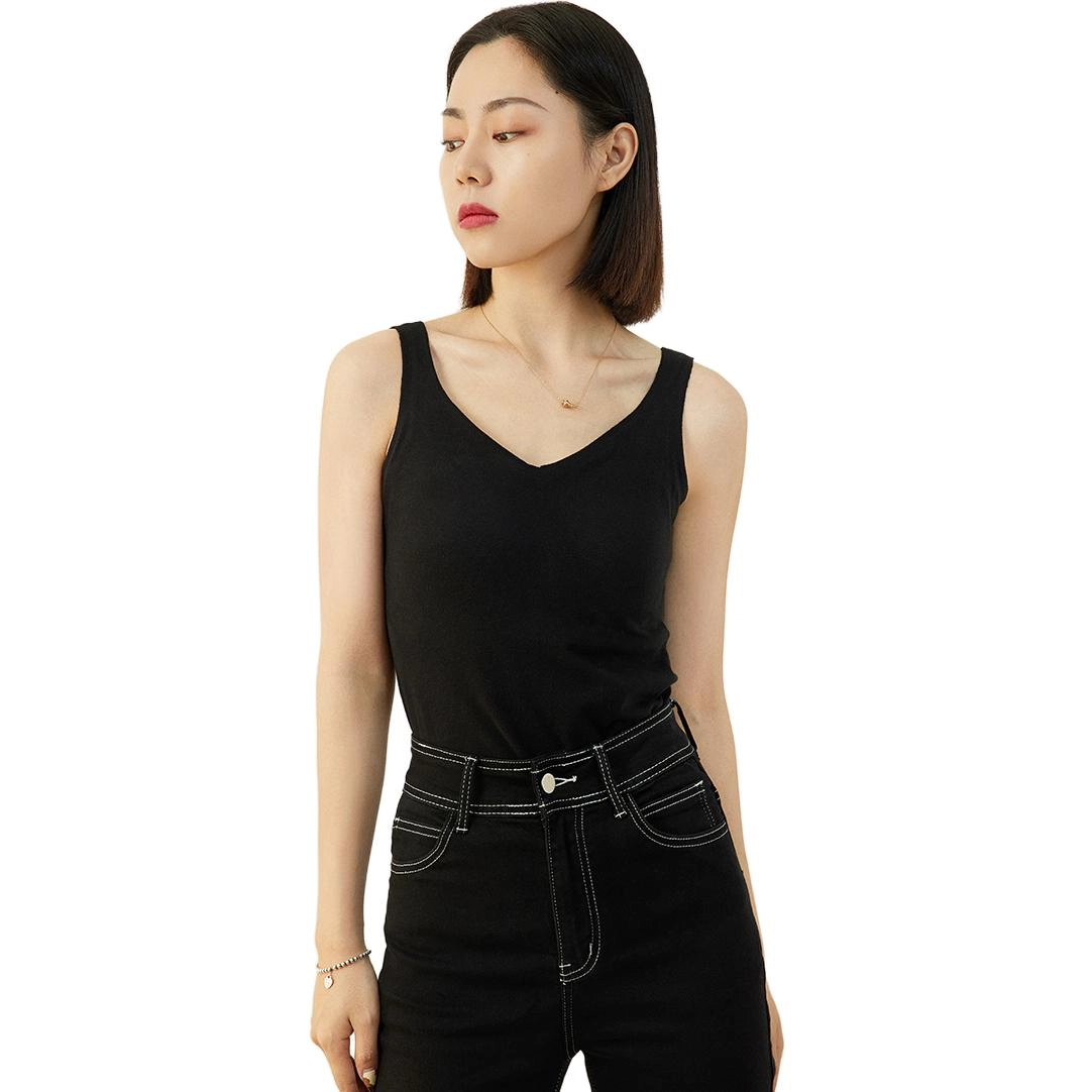 美洋 纯色自带杯垫工字修身无痕吊带背心 女款