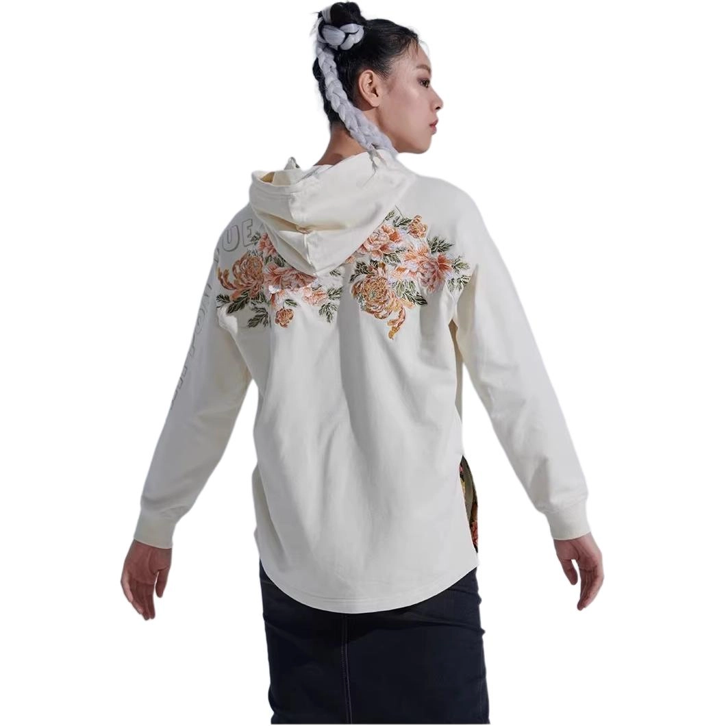 鬼洗 连帽抽绳印花刺绣卫衣 女款 白色