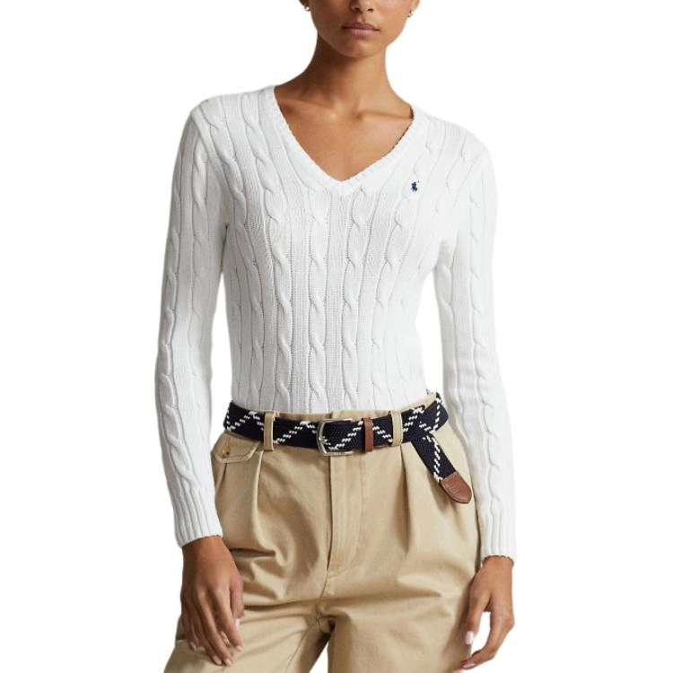 Polo Ralph Lauren Cable-Knit Cotton V-Neck Sweater V