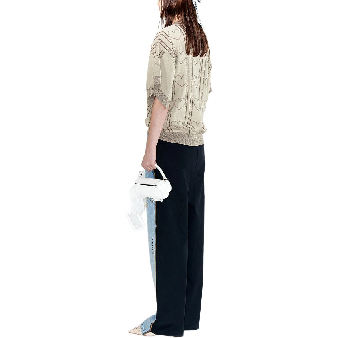 Open Yy STITCH FRONT JEAN COTTON PANTS BLACK