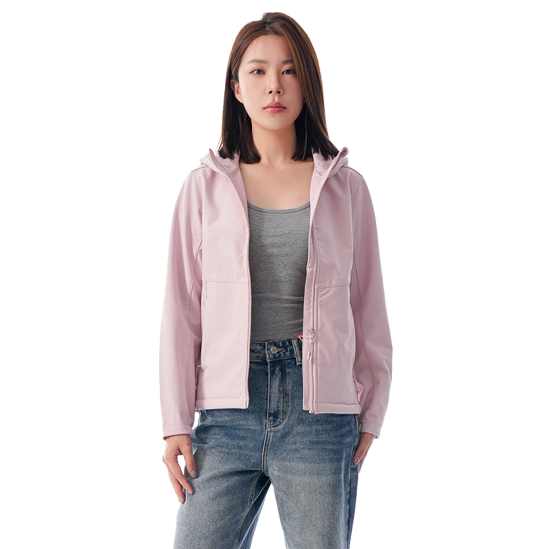 美力城  连帽宽松纯色简约 冲锋衣 女款 樱花粉