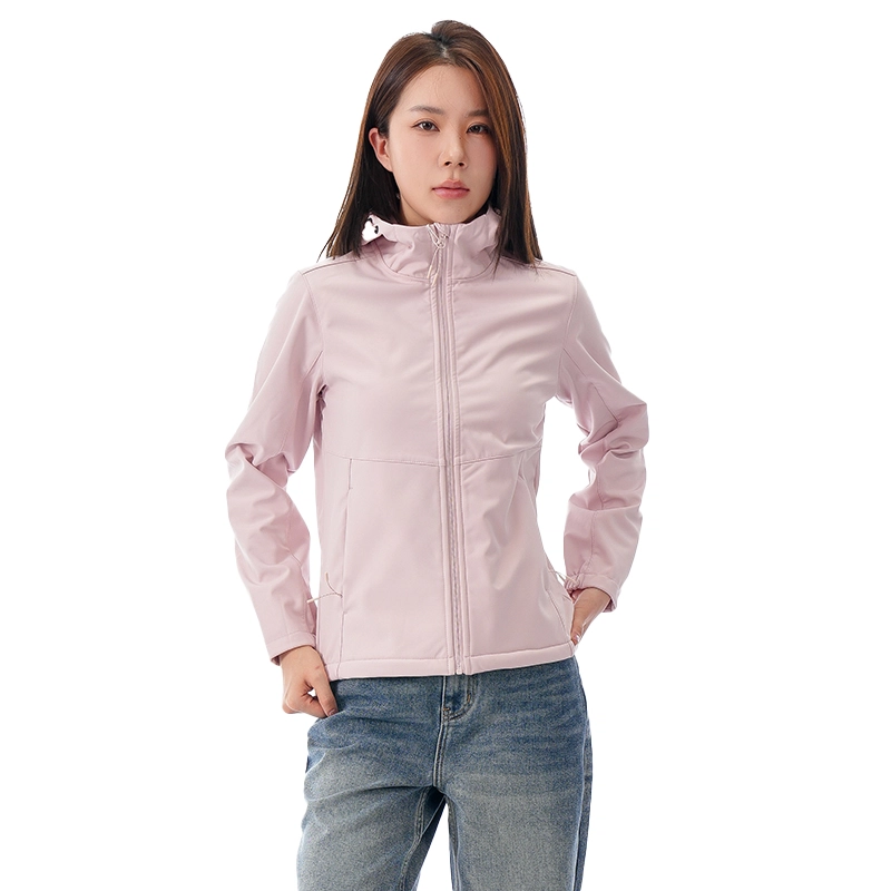 美力城  连帽宽松纯色简约 冲锋衣 女款 樱花粉