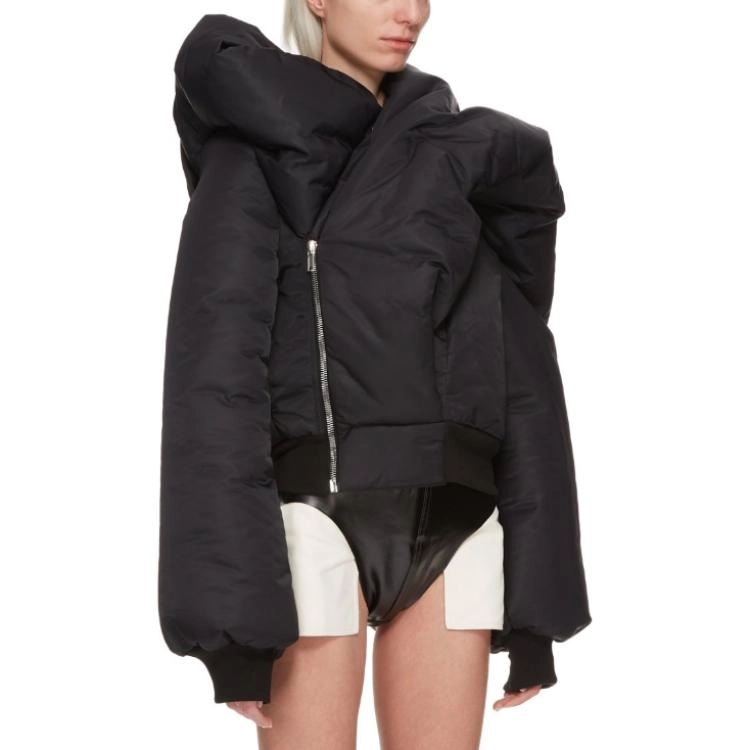 Rick Owens DRKSHDW FW23 Luxor Doll Bomber In Black And Pale Green Recycled Bomber