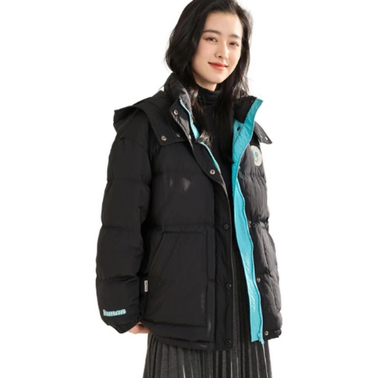 茵曼 字母长袖宽松连帽长袖羽绒服 女款