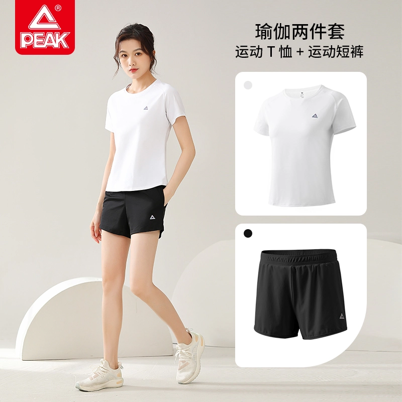 匹克 短袖瑜伽服运动三分短裤健身套装 女款