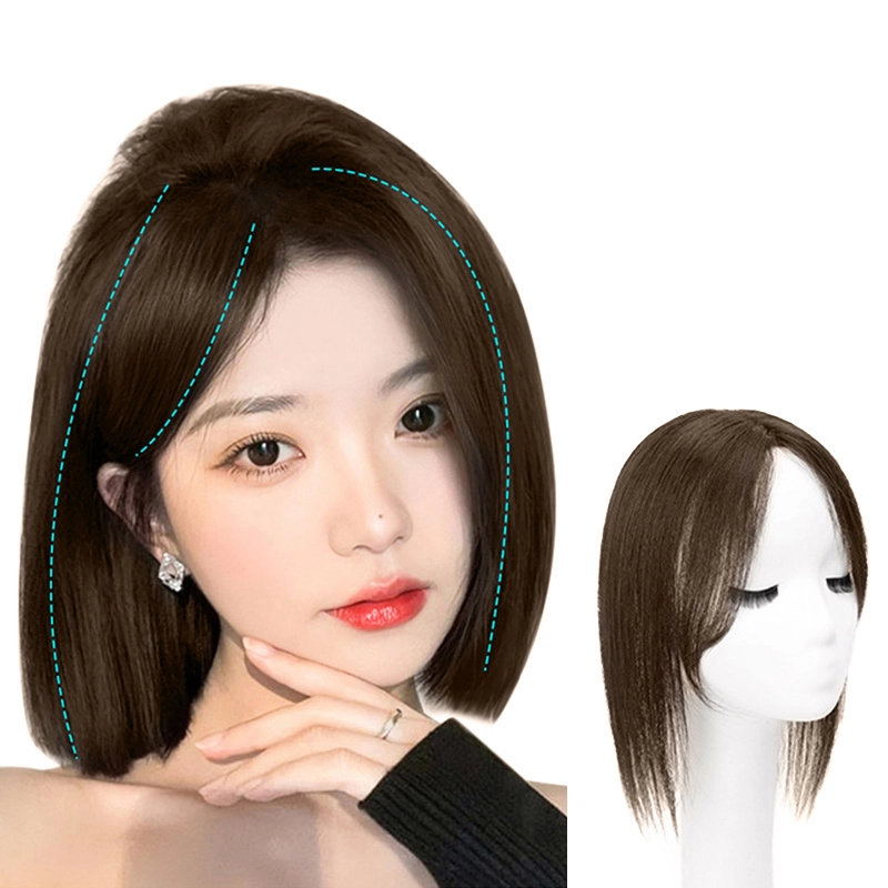 时影 瑞士网头顶补发片 全真发头顶遮白发遮发缝假发片女 全手织蓬松轻薄透气