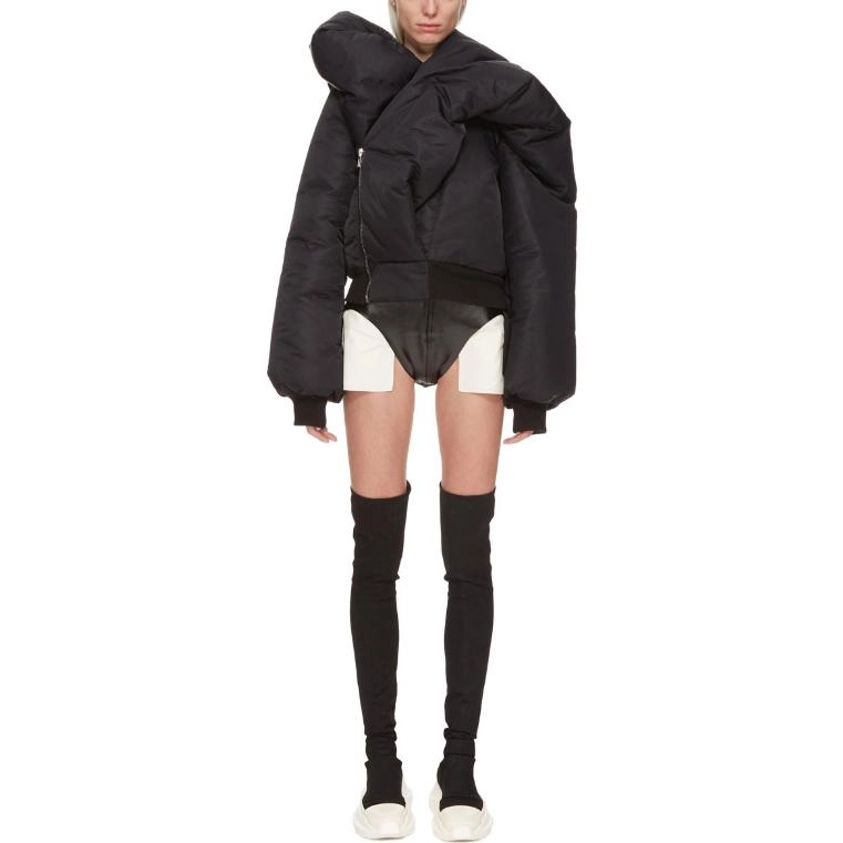 Rick Owens DRKSHDW FW23 Luxor Doll Bomber In Black And Pale Green Recycled Bomber