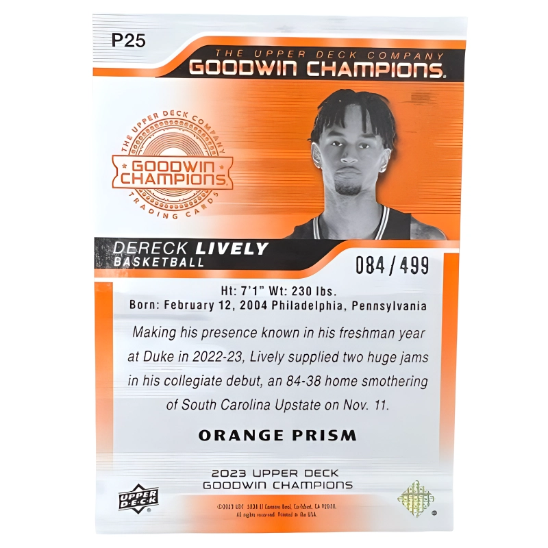 UPPER DECK goodwin champions Dereck Lively II 084499