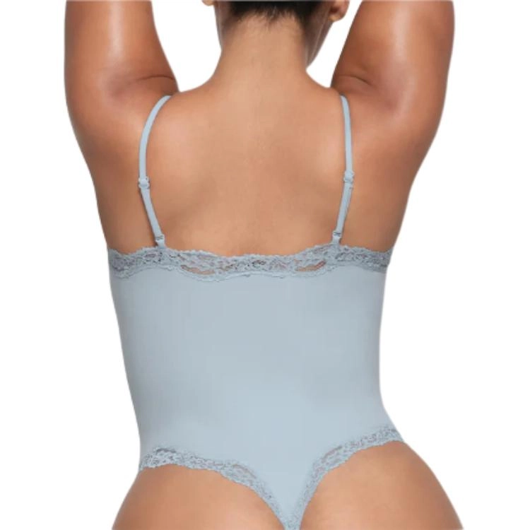 SKIMS FITS EVERYBODY LACE CAMI BODYSUIT DENIM