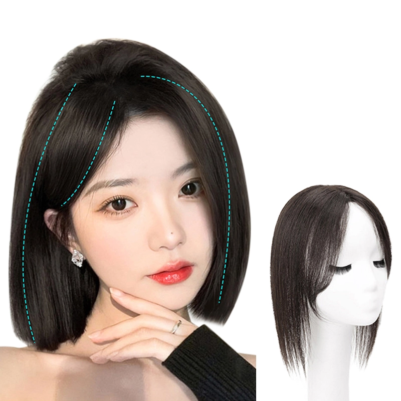 时影 瑞士网头顶补发片 全真发头顶遮白发遮发缝假发片女 全手织蓬松轻薄透气