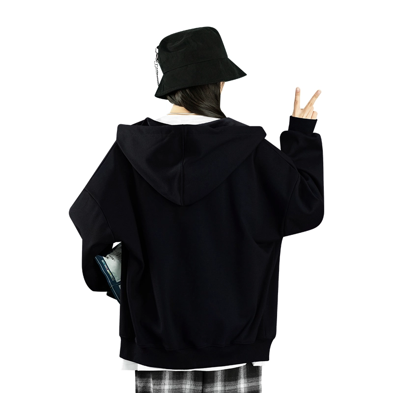 棉致 猫咪简约纯色复合抗皱无性别主义宽松落肩休闲卫衣 男女同款