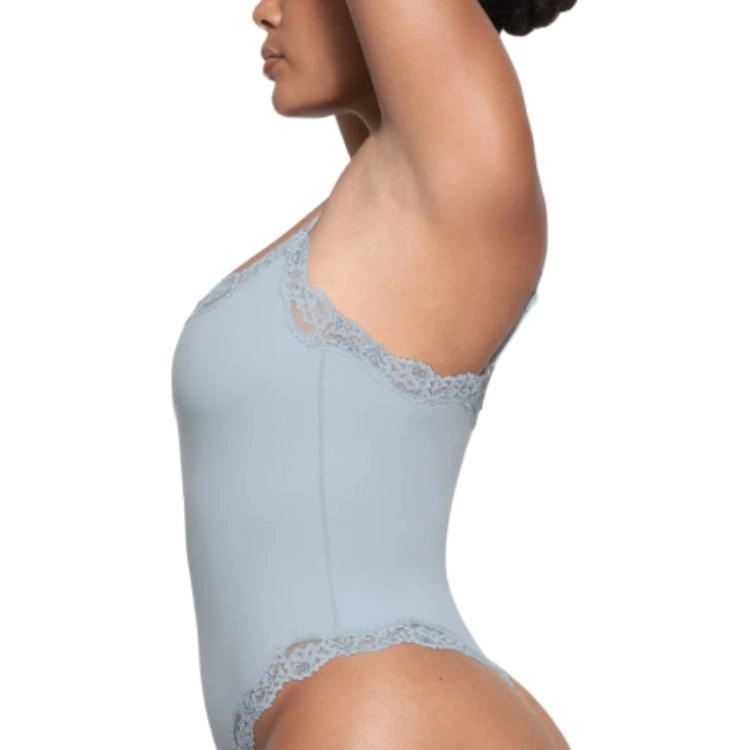 SKIMS FITS EVERYBODY LACE CAMI BODYSUIT DENIM