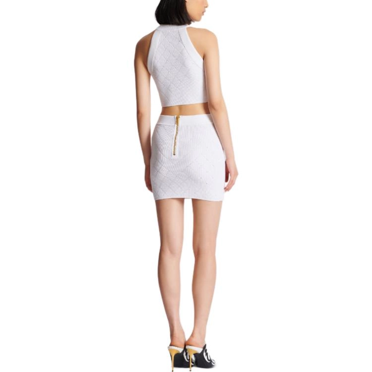BALMAIN 6-Button Knit Skirt