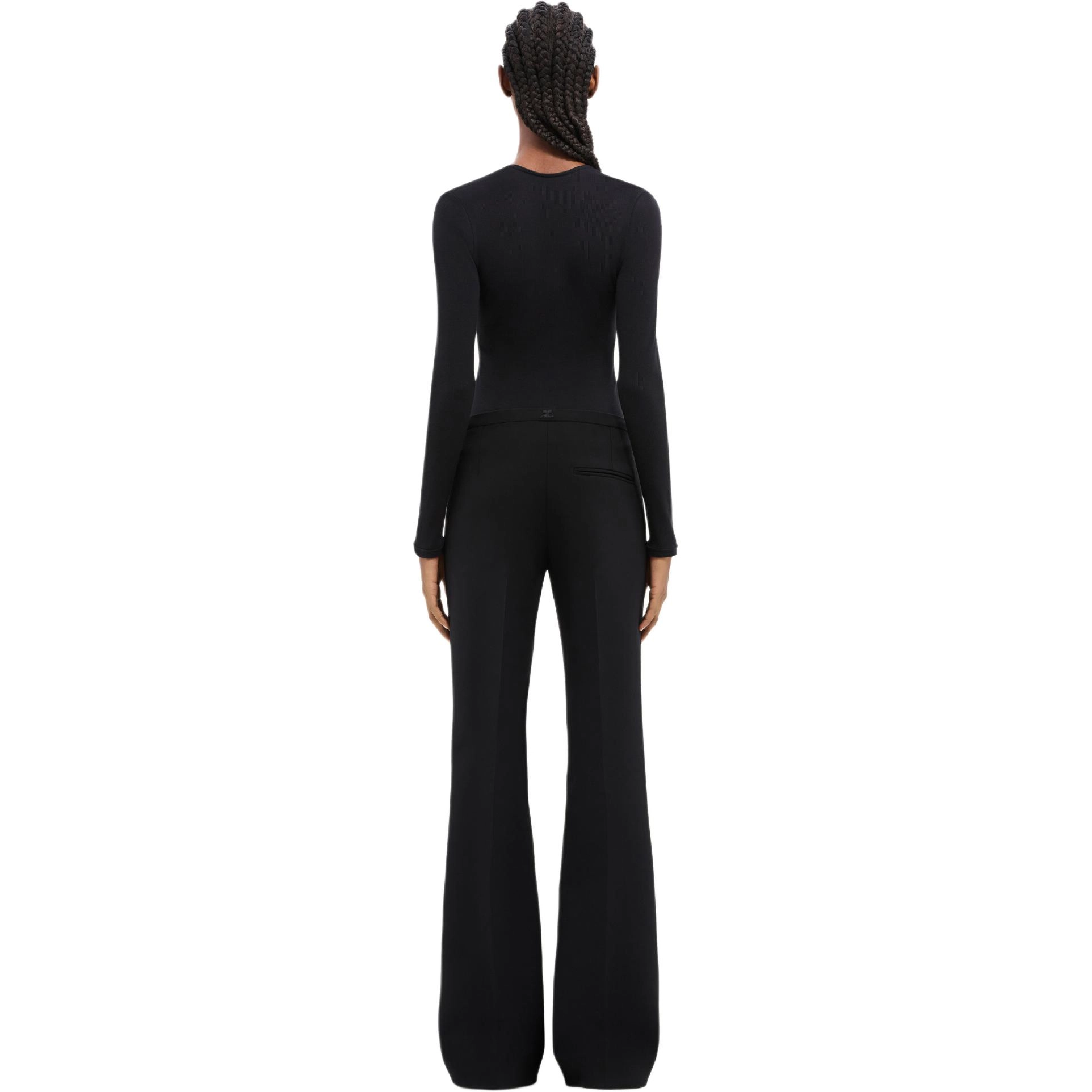 COURREGES SS24 90'S ZIP NECK T-SHIRT V T BLACK
