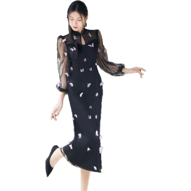 四美子 新年礼服改良旗袍 蝶恋