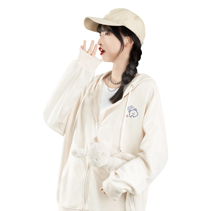 棉致 眨眼熊简约纯色复合抗皱无性别主义宽松落肩休闲卫衣 男女同款